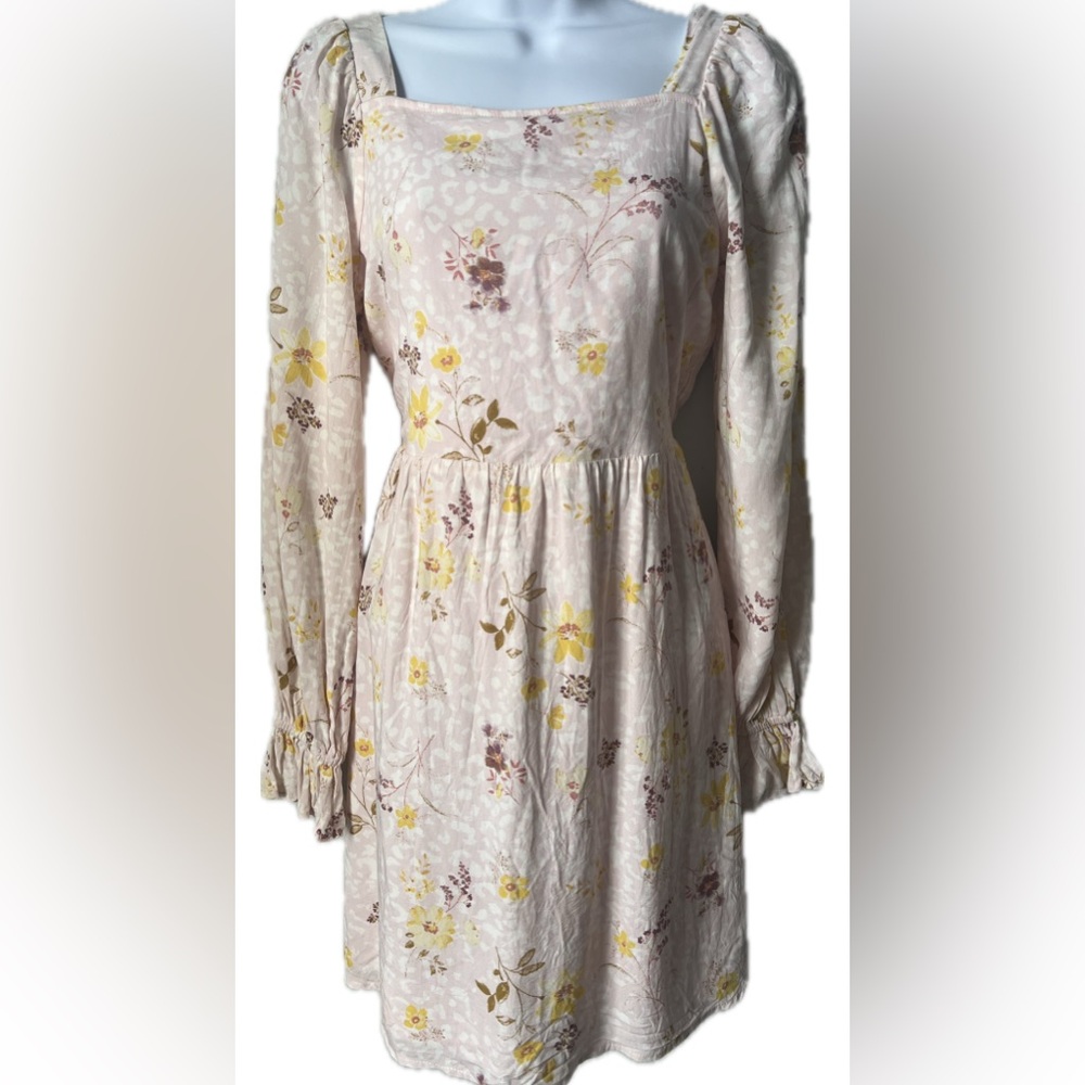 Art Class Junior’s Pink Floral Print Dress Long Sleeve Size XL